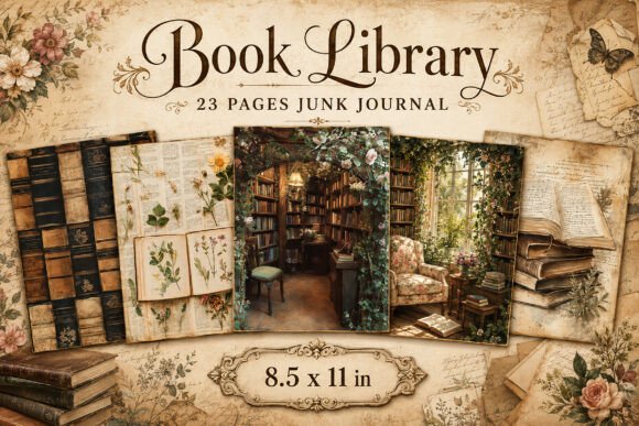 Botanical Library Junk Journal Papers