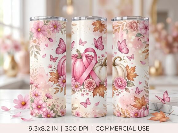 Breast CancER Ribbon Fall Tumbler Wrap