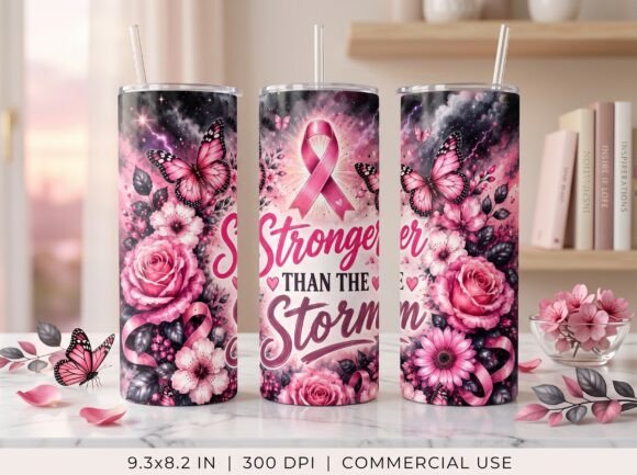 Breast Cancer Storm Tumbler Wrap PNG