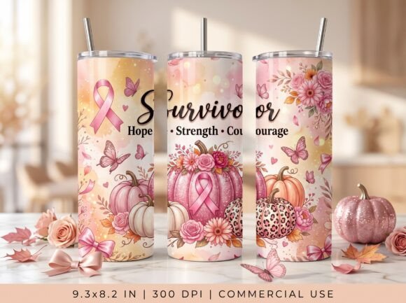 Breast Cancer Survivor Tumbler Wrap PNG