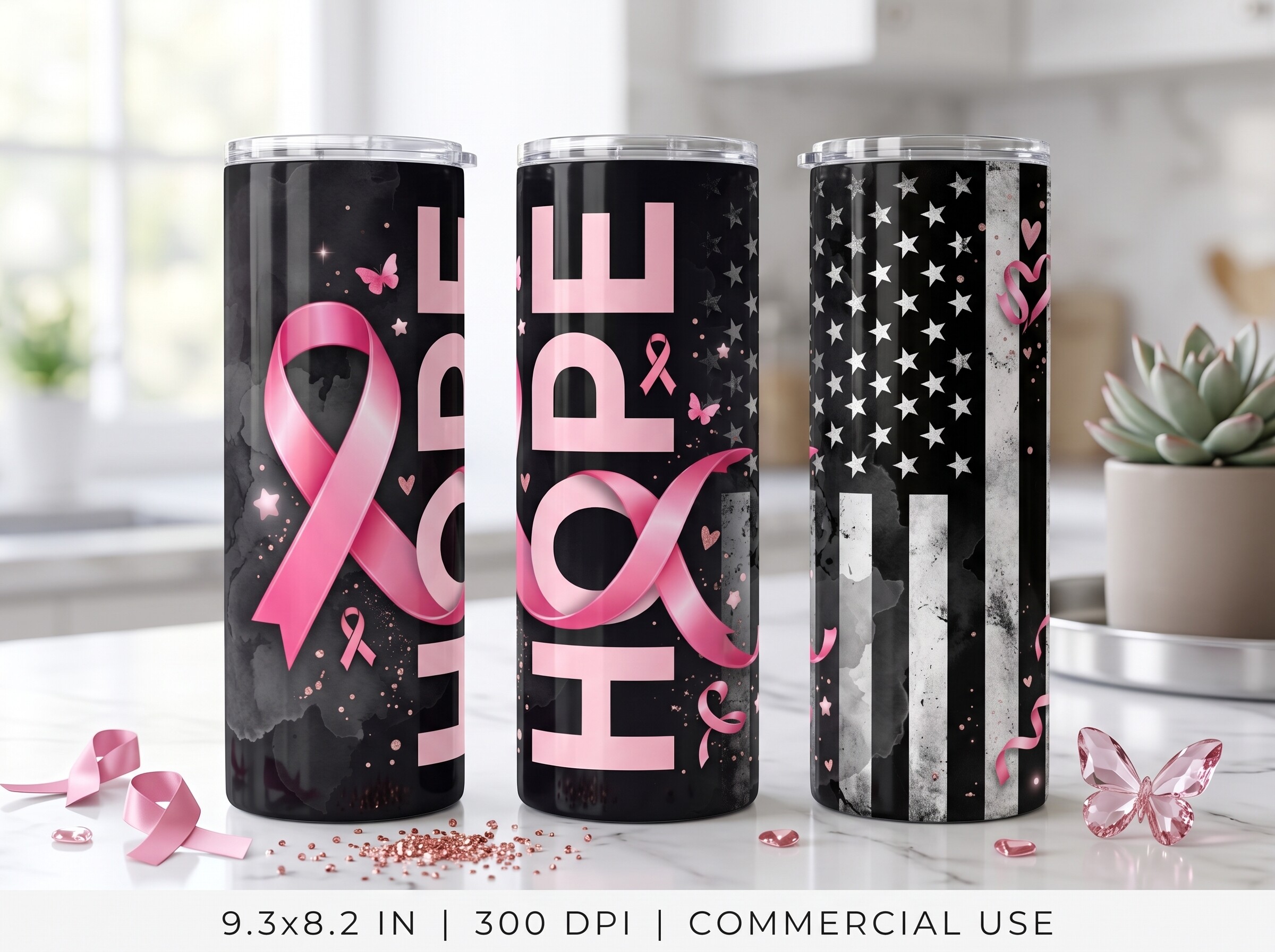 Breast Cancer Tumbler Wrap Hope PNG