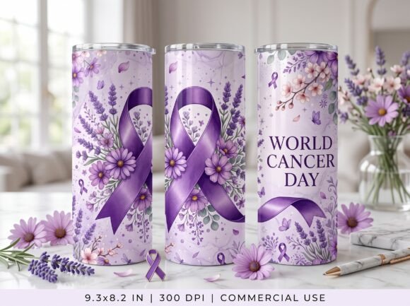 Breast Cancer Tumbler Wrap Purple PNG
