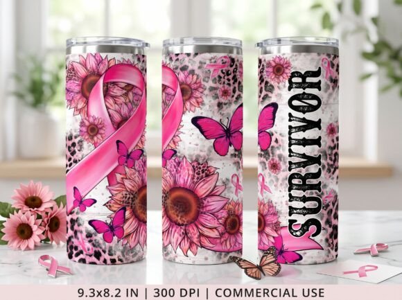 Breast Cancer Tumbler Wrap Survivor PNG