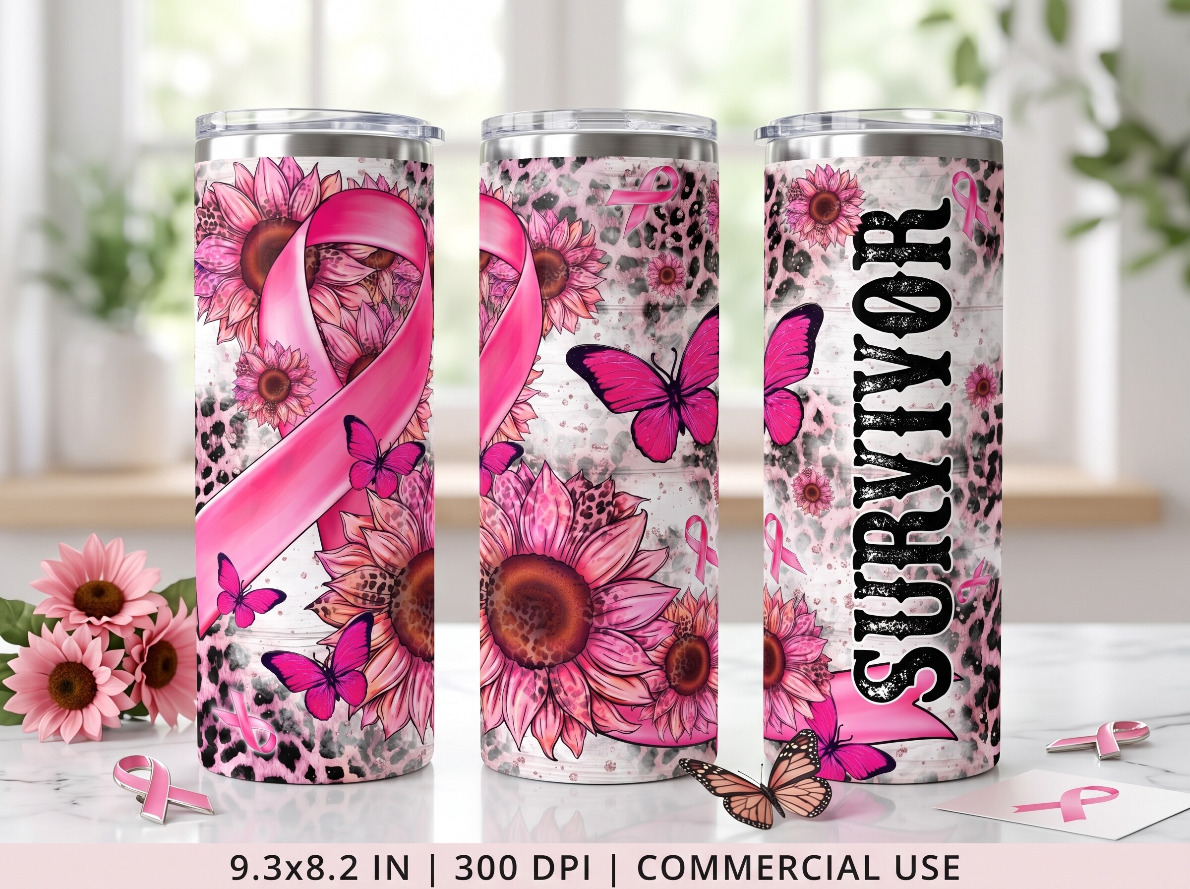 Breast Cancer Tumbler Wrap Survivor PNG