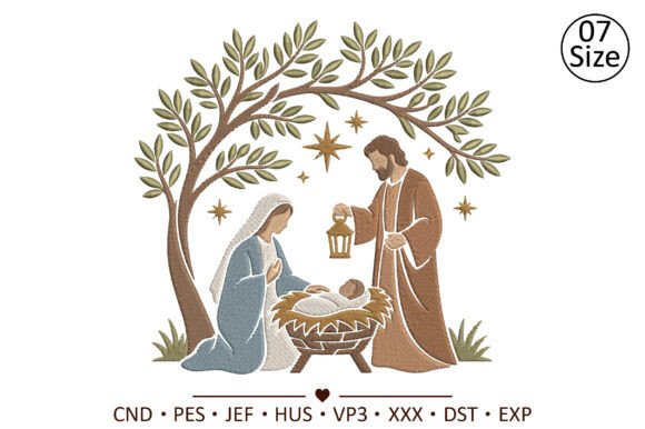 Christian Nativity Machine Embroidery