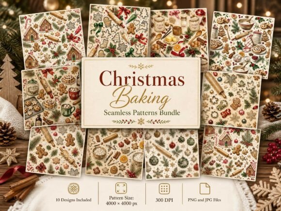 Christmas Baking Seamless Pattern Bundle