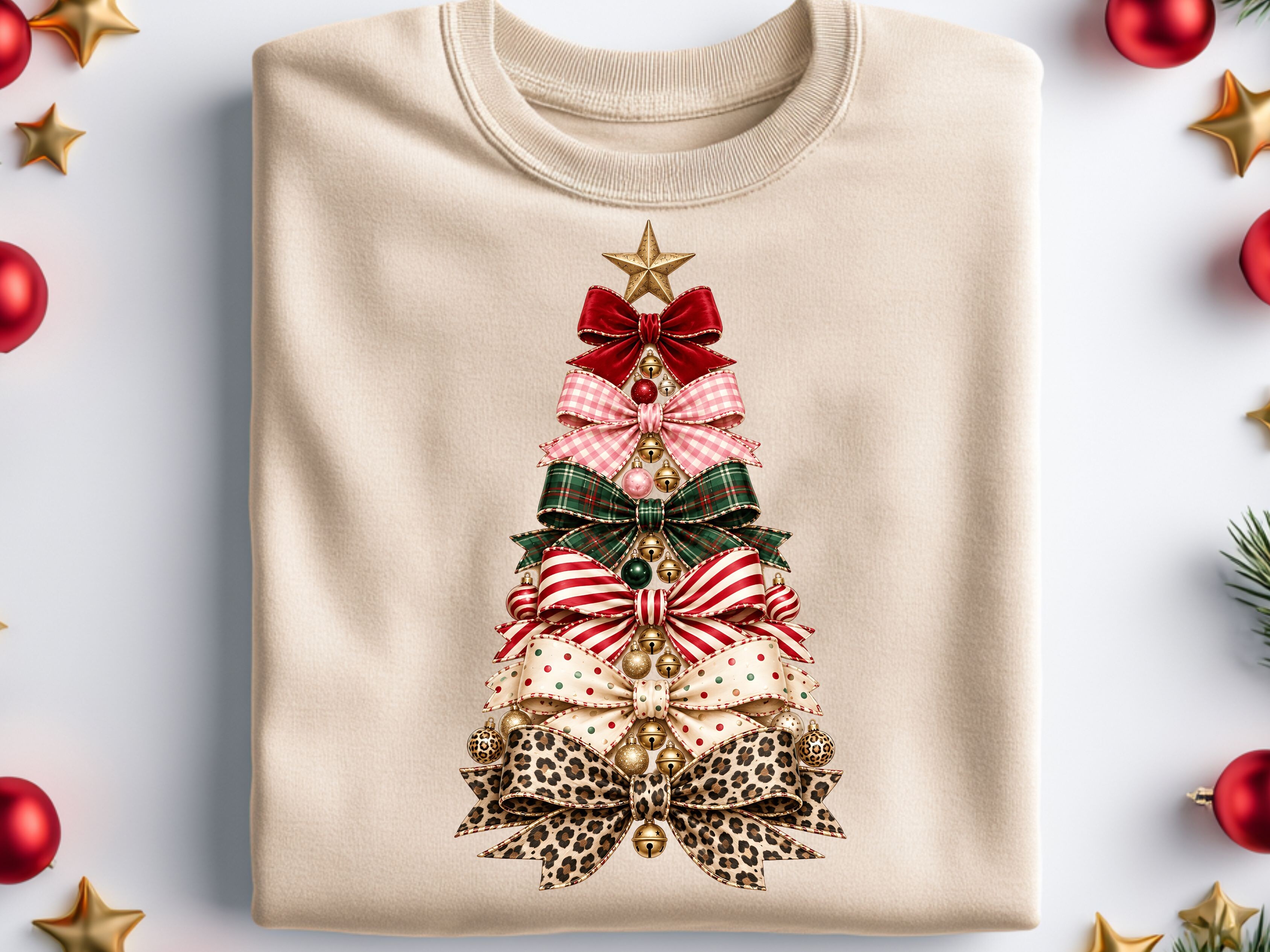 Christmas bow ribbon tree, a festive PNG.