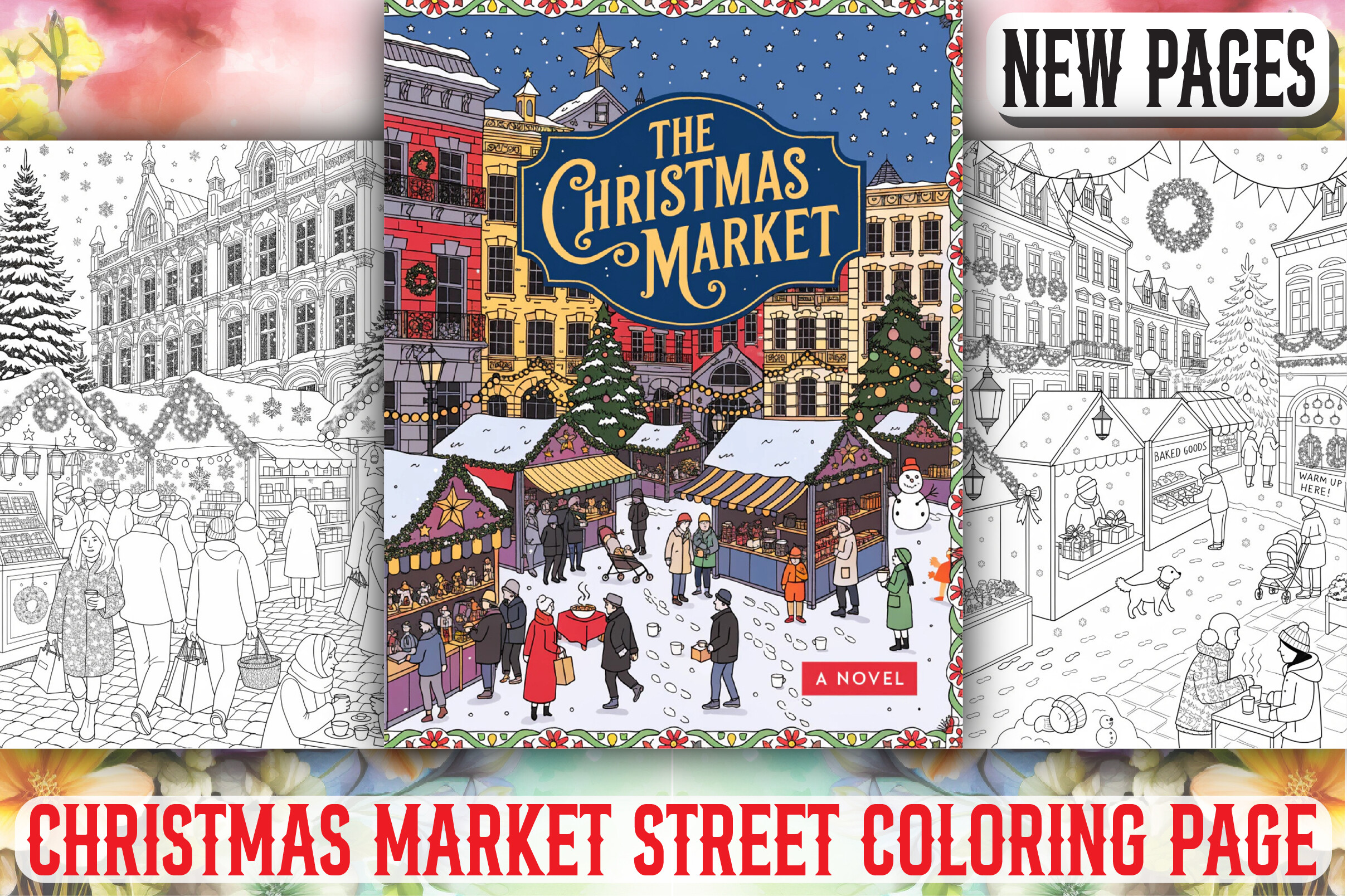 Christmas Market Street Coloring Pages