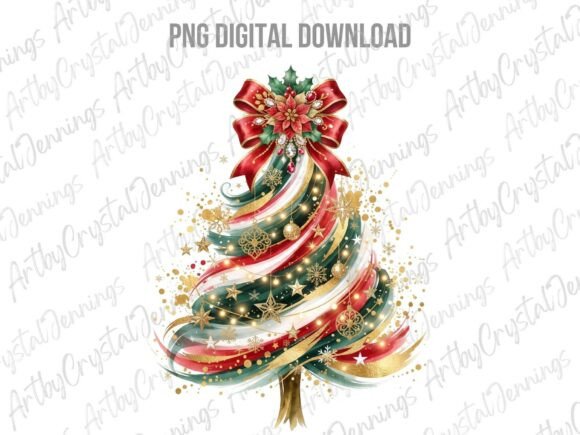 Christmas Tree Watercolor Clipart PNG