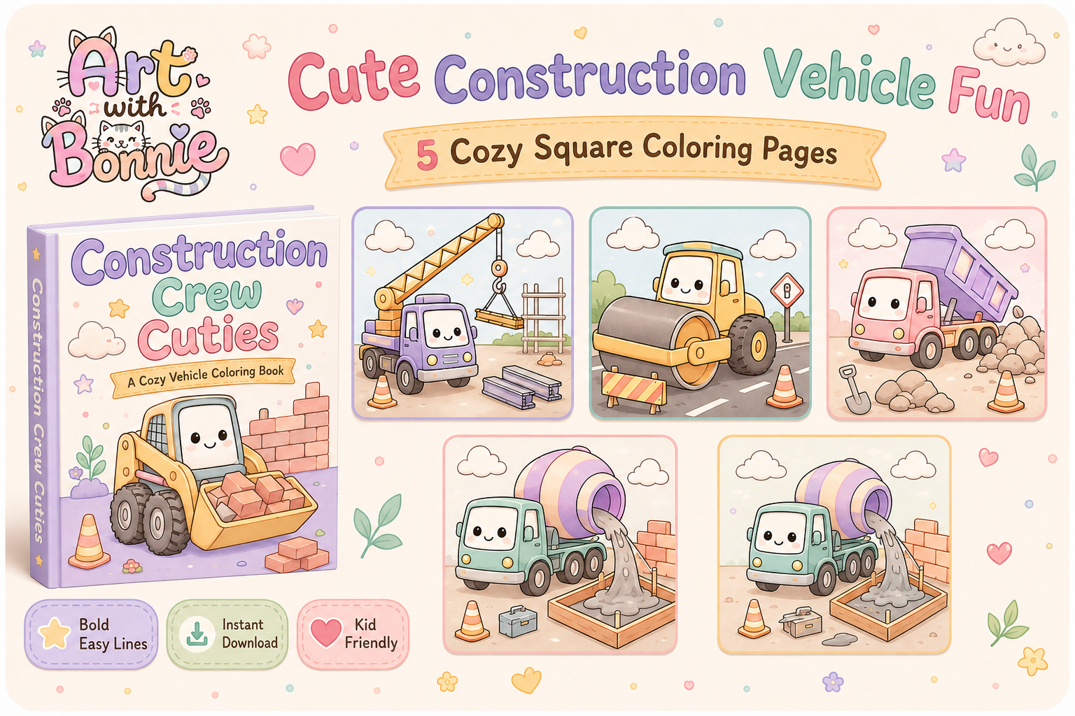 Construction Vehicle Coloring Pages Kids