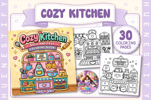 Cozy Kitchen Bold and Easy Coloring Book
