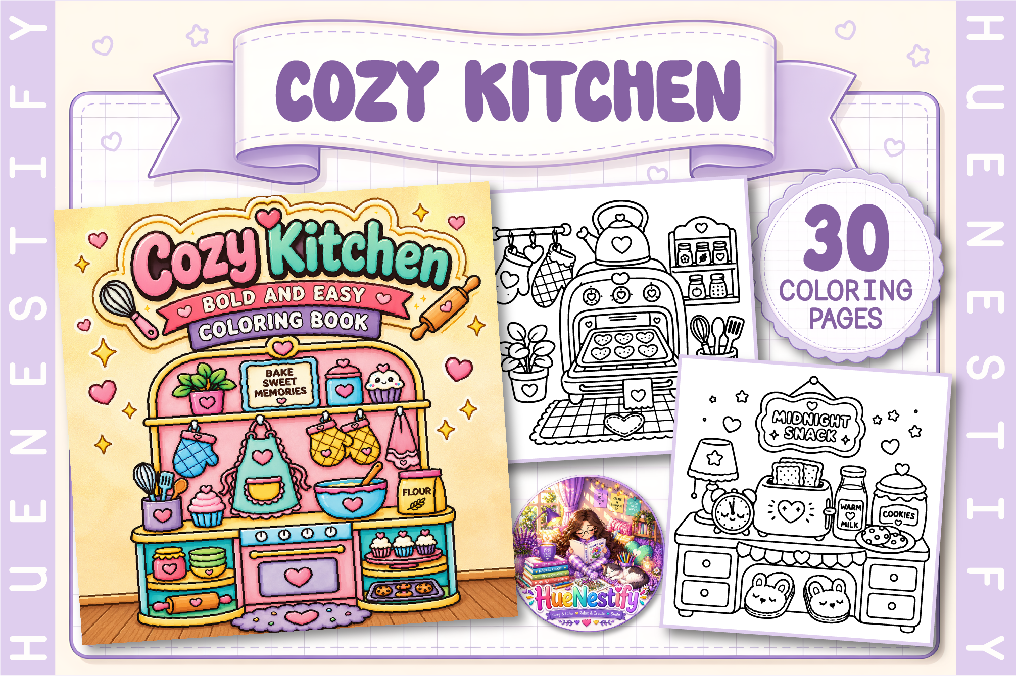 Cozy Kitchen Bold and Easy Coloring Book