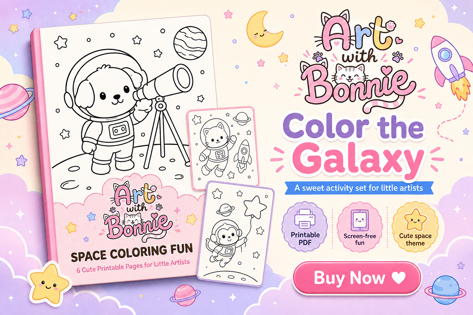 Cute Animal Astronaut Coloring Pages PDF
