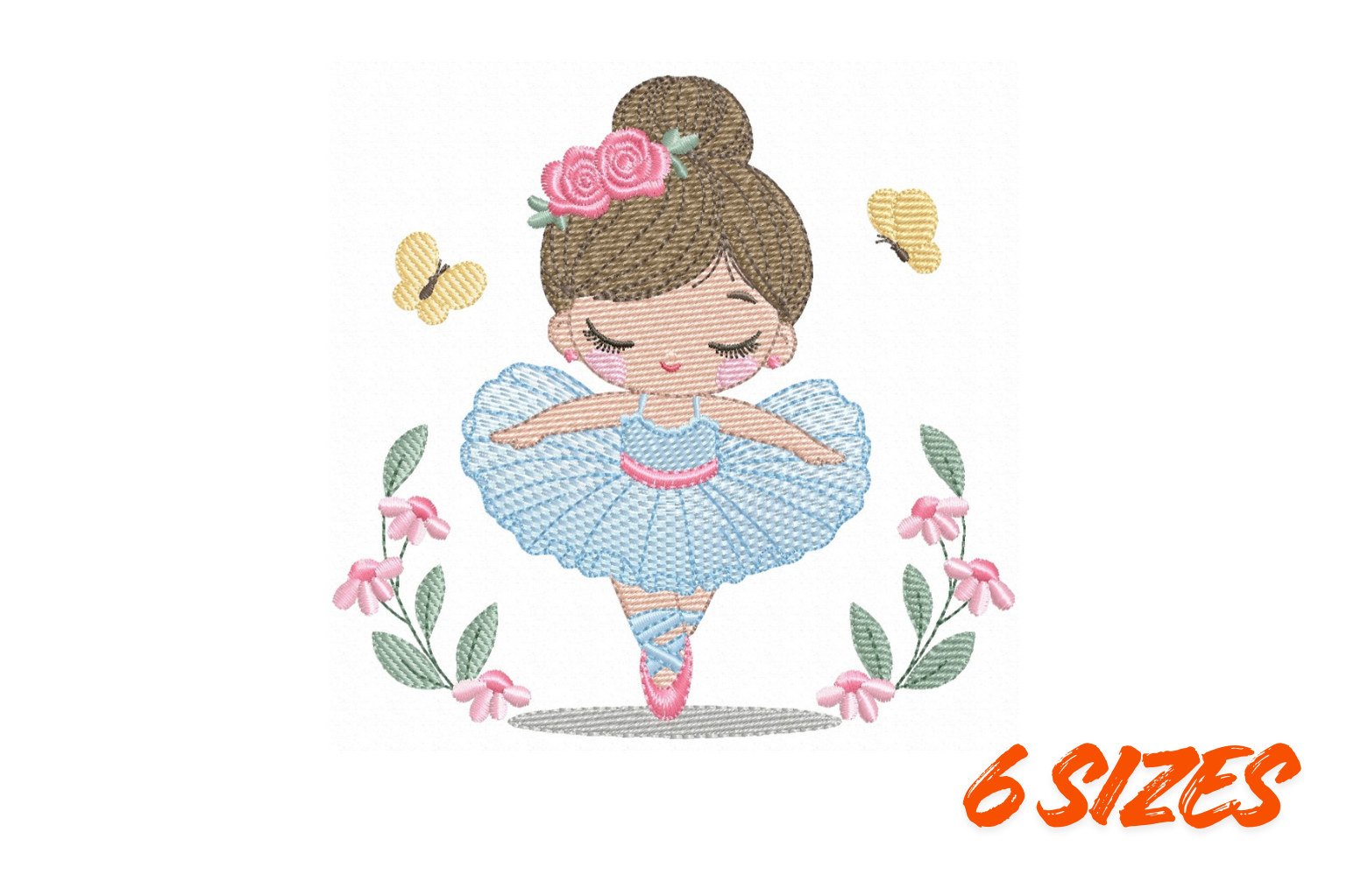Cute Ballerina Floral Embroidery