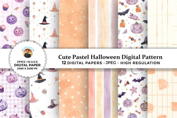 Cute Pastel Halloween Digital Patterns