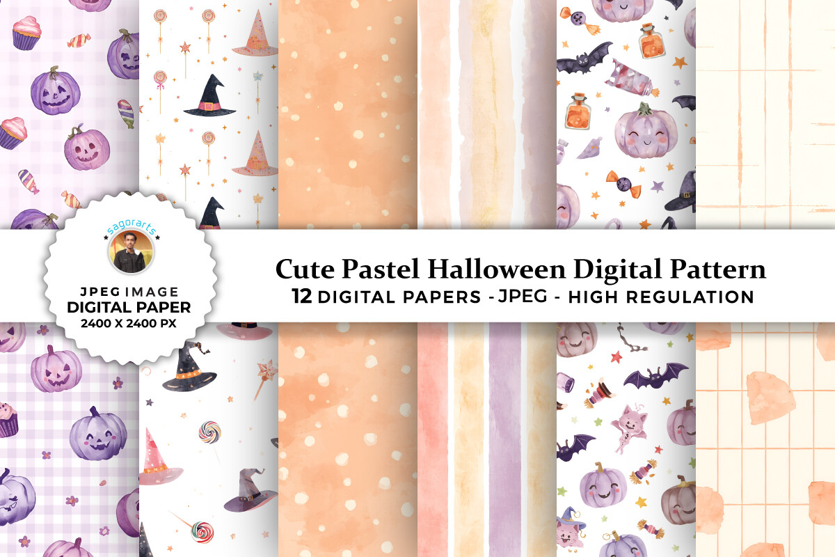 Cute Pastel Halloween Digital Patterns
