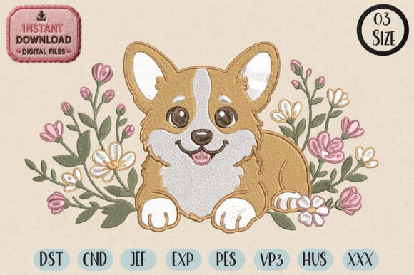 Cute Puppy Embroidery Design