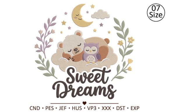 Cute Sweet Dreams Machine Embroidery