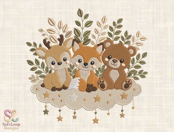Cute Woodland Friends Embroidery Design