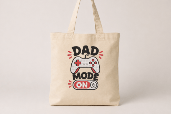 Dad Mode on Gamer Embroidery Design