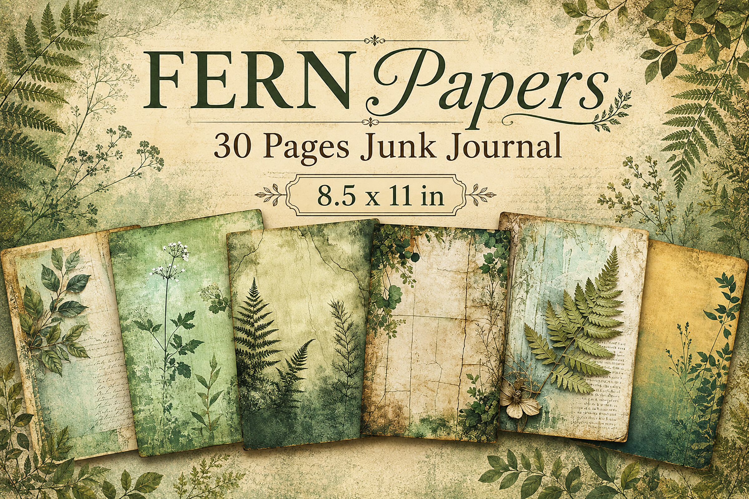 Earthy Green Botanical Junk Journal Graphic by Artistry Haven ...