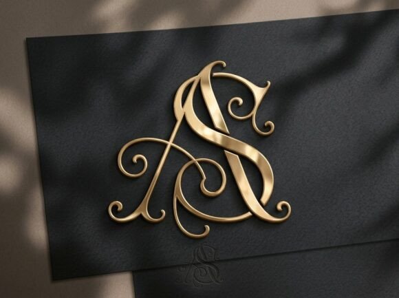 Elegant AS Flourished Monogram Logo