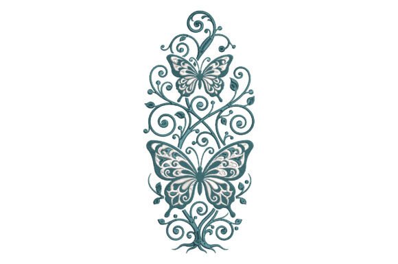 Elegant Butterfly Vine Embroidery Design