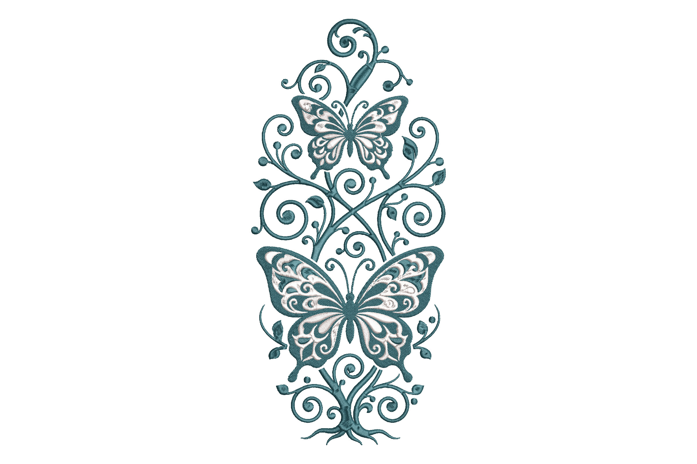 Elegant Butterfly Vine Embroidery Design