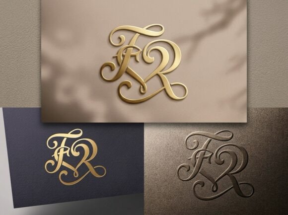 FR Heart Wedding Monogram Logo