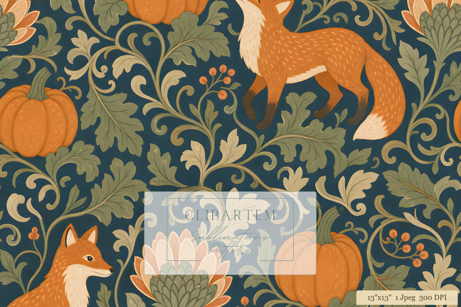Fox Pumpkin William Morris Pattern