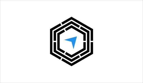 Geometric Navigation Icon with Arrow