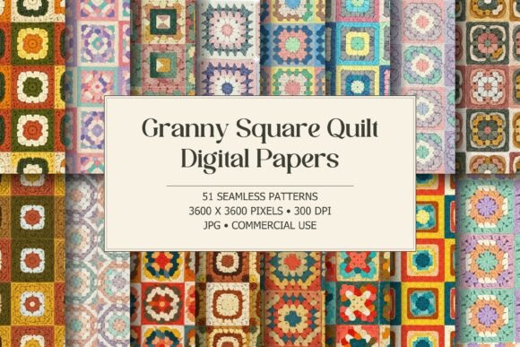 Granny Square Quilt Digital Papers