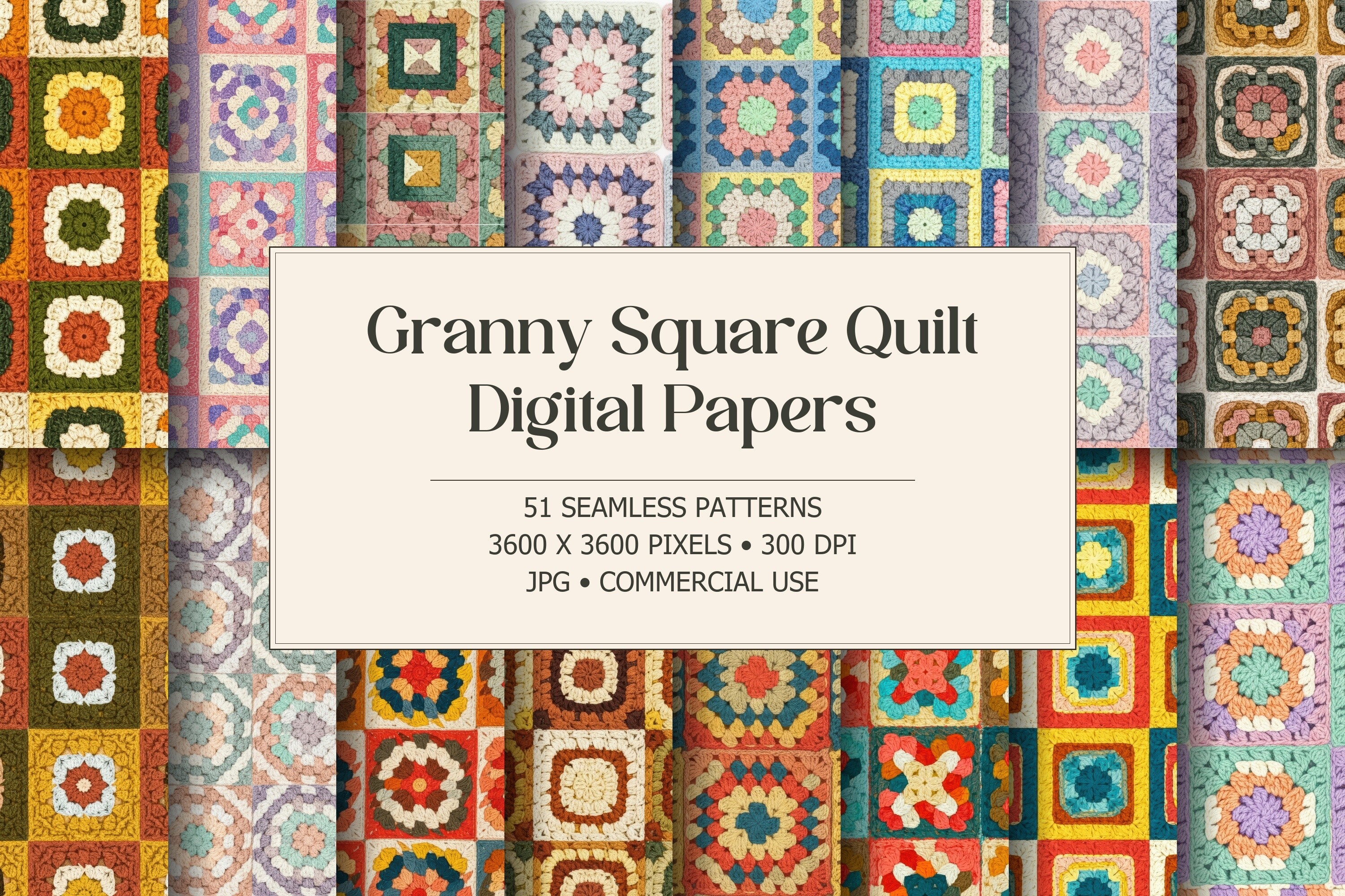 Granny Square Quilt Digital Papers