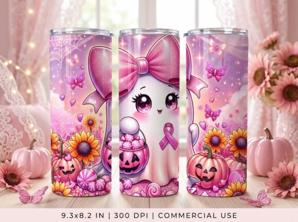Halloween Breast Cancer Tumbler Wrap PNG