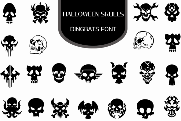 Halloween Skulls Font Dingbat Font Di Heartcraft Atelier