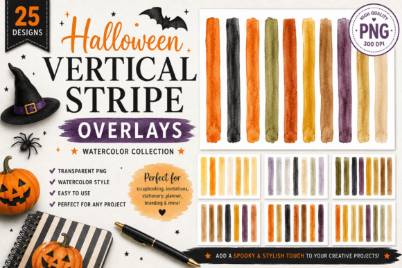 Halloween Vertical Stripe Overlays