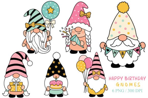 Happy Birthday Gnomes Png Bundle