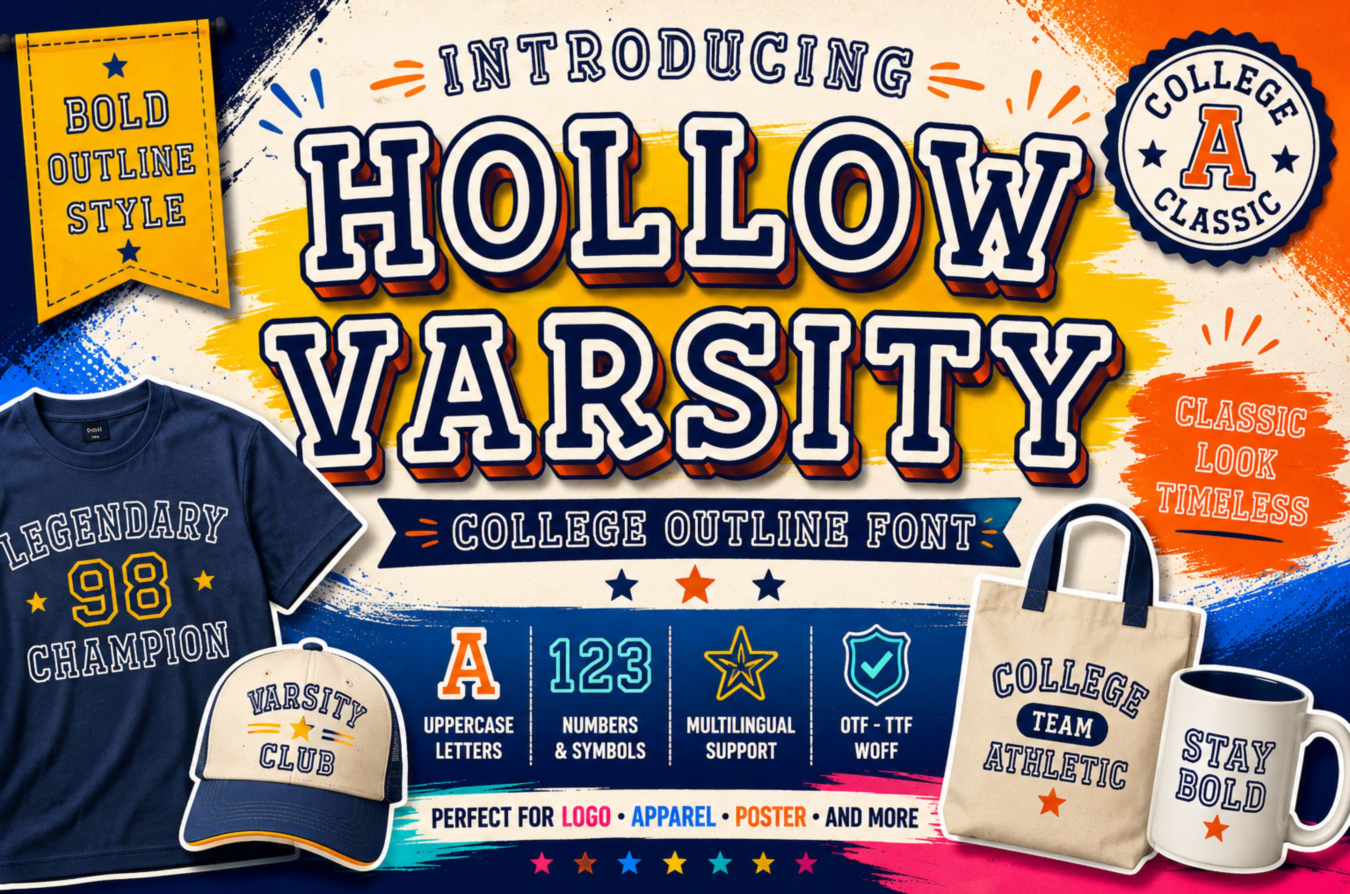 Hollow Varsity preview - collegiate slab hollow lettering