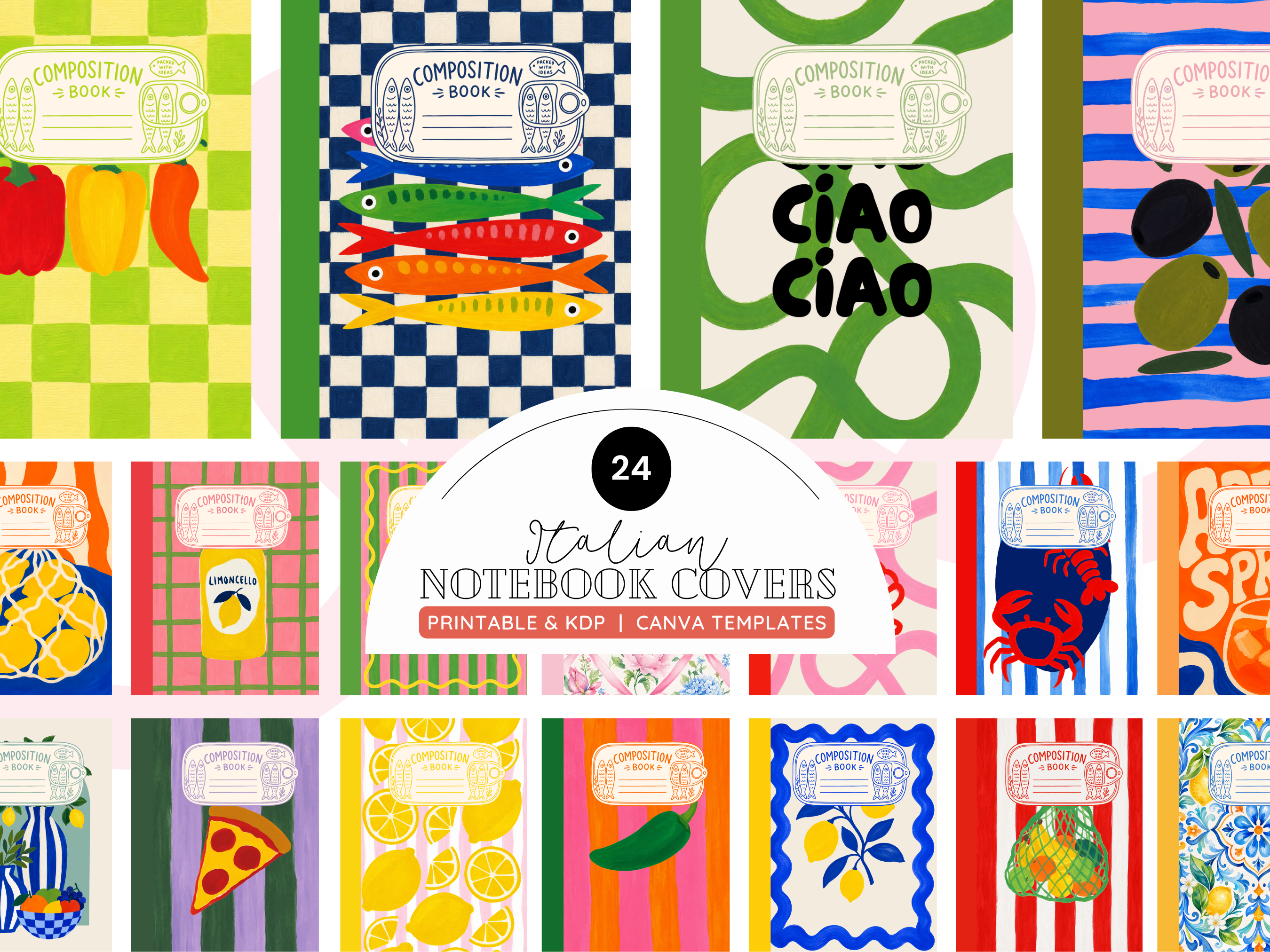 Italian Composition Notebook Cover Canva