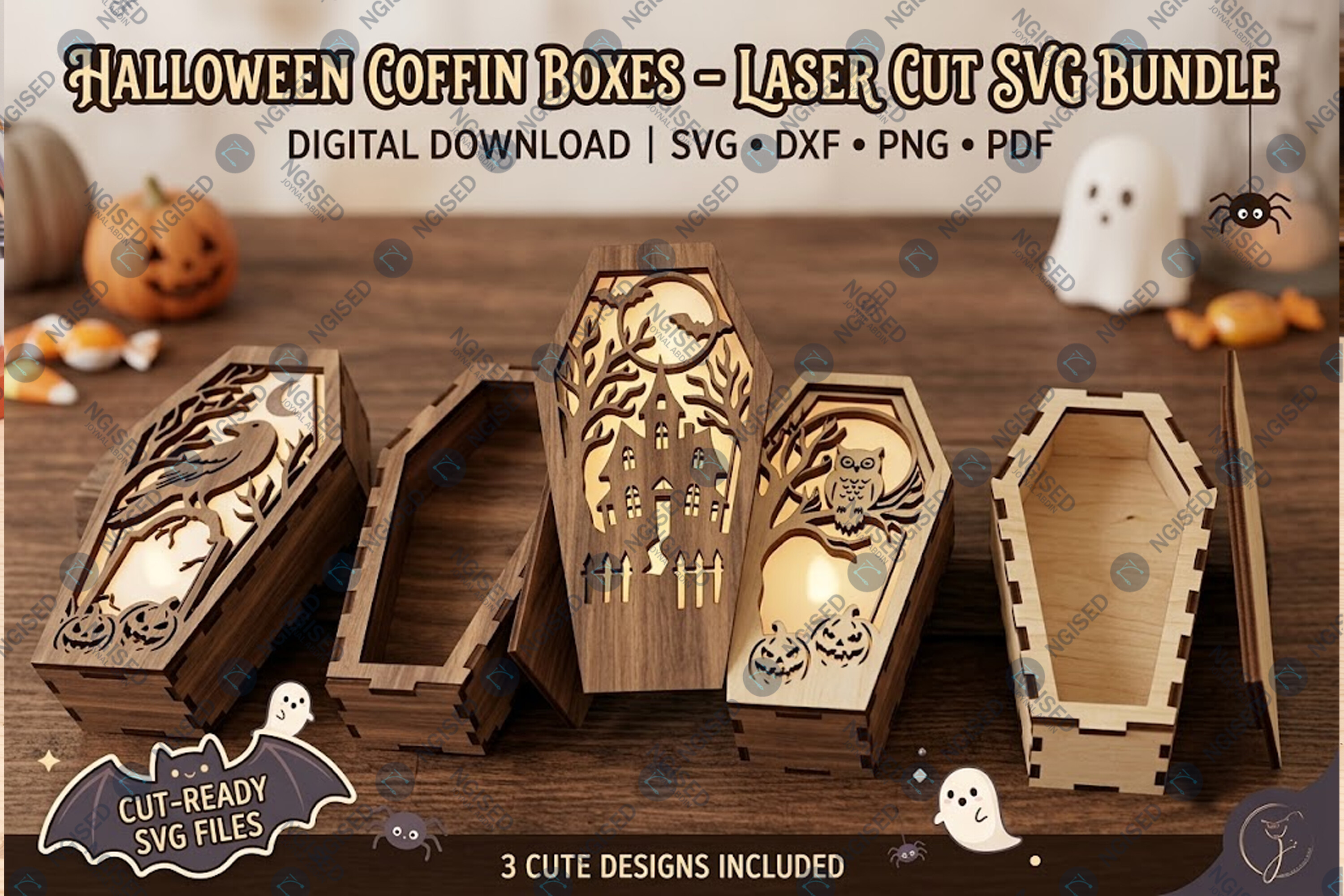 Laser Cut Halloween Coffin SVG Bundle