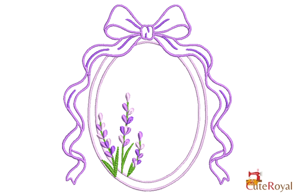 Lavender Oval Frame with Ribbon - Floral