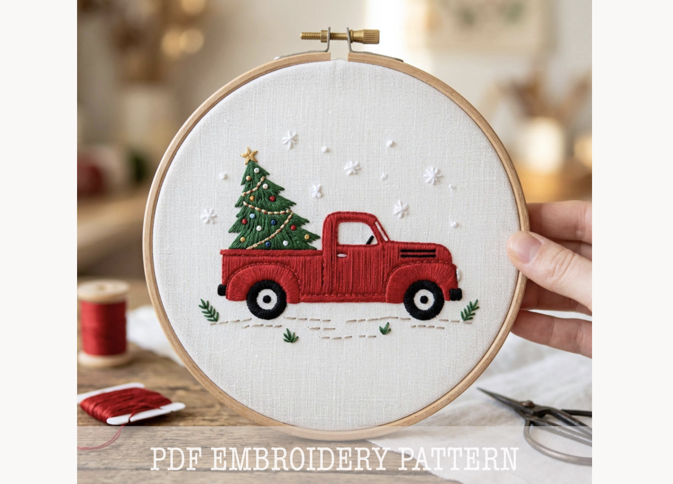 Red Truck Embroidery Pattern