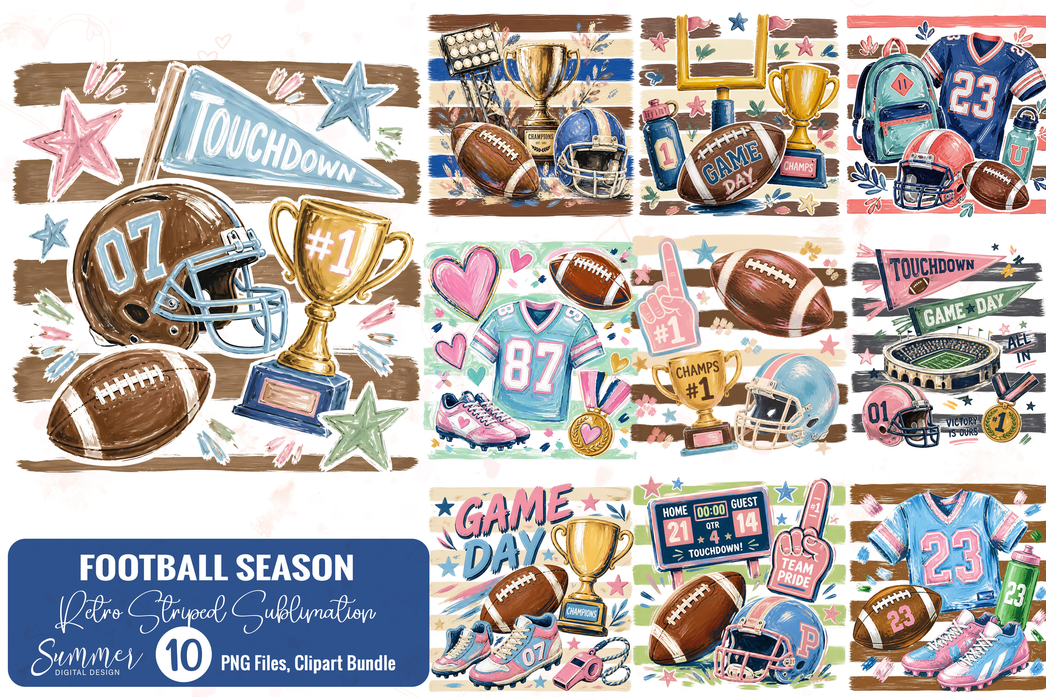 Retro Football Game Day Sublimation PNGs Graphic by Summer Digital ...