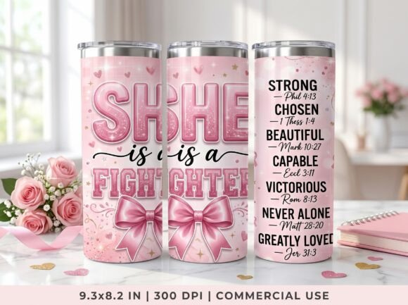 She is a Fighter Breast Cancer Wrap PNG