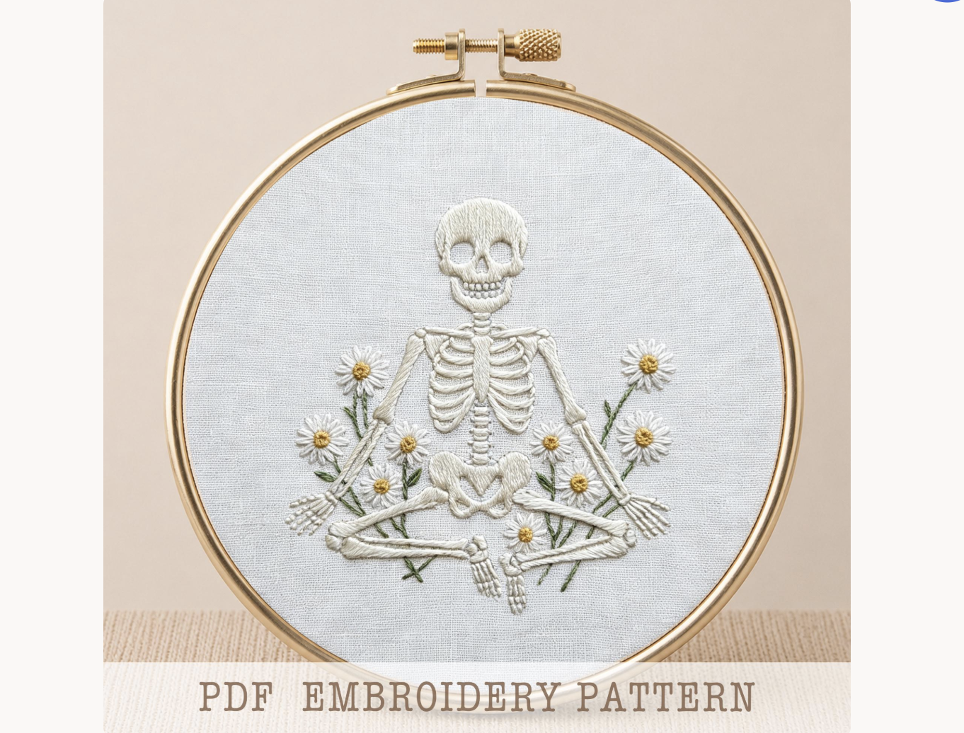 Skeleton Daisy Embroidery Pattern