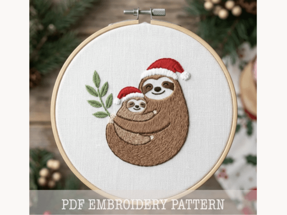 Sloth Embroidery Pattern