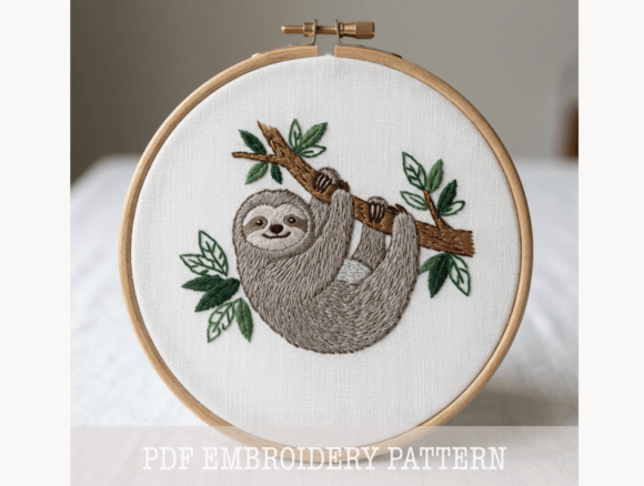 Sloth Embroidery Pattern