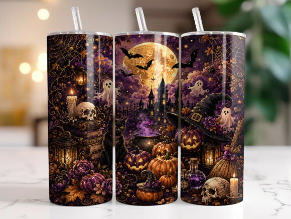Spooky Halloween 20oz Tumbler Wrap PNG