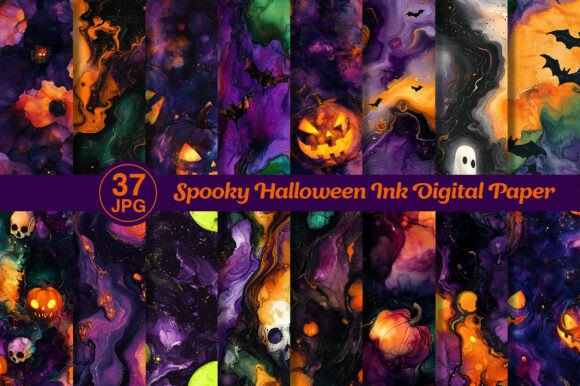 Spooky Halloween Ink Digital Paper