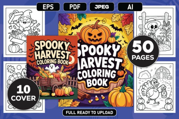 Spooky Harvest Coloring Book Bundle